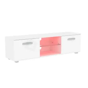 Vida Designs Cosmo White 2 Door LED TV Unit 140cm Sideboard Cabinet