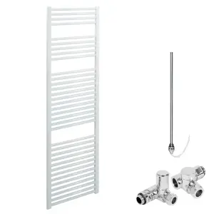 Bray Dual Fuel Heated Towel Rail, Straight, White - W500 x H1500 mm