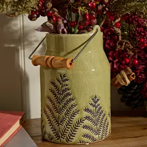 Green Churn Ceramic Christmas Table Decoration Flower Vase