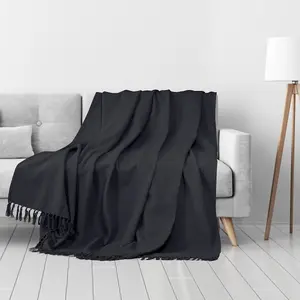 EHC Waffle Cotton Woven Super Giant Sofa Throw, Up to 4 Seater Sofa/ Super King Size Bed 250 x 380 cm, Dark Grey