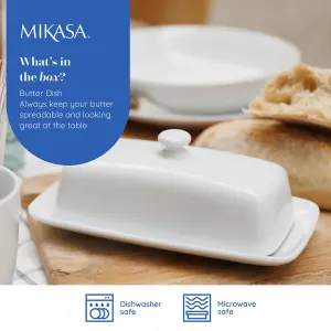 Mikasa Chalk Porcelain Butter Dish, 21cm, White