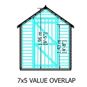 7 x 5 Shed Super Value Overlap - Apex Wooden Bike Store / Garden Shed - Windowless - Single Door - 7ft x 5ft (2.05m x 1.62m)