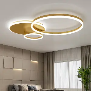 3 Lamp Classic Golden Loops Energy Efficient LED Ceiling Light Fixture Cool White 65cm