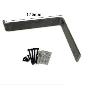 4 Pcs Heavy Duty Shelf Brackets Industrial Steel for Wall Mounted DIY Floating Shelving(Raw Steel, 175mm Down)