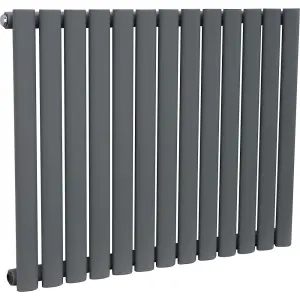 Right Radiators 600x767mm Horizontal Single Oval Column Designer Radiator Anthracite