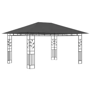 Berkfield Gazebo with Mosquito Net&LED String Lights 4x3x2.73m Anthracite