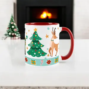 Purely Home Red Christmas Nutcracker Character Coffee Mug -  4x Red & White Ceramic Mugs