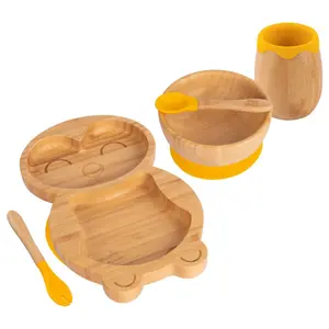 5pc Bamboo Penguin Baby Weaning Set - Yellow