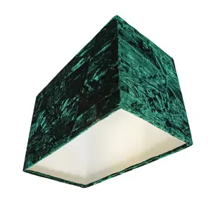 Contemporary Designer Forest Green Crushed Velvet Fabric Rectangular Lamp Shade