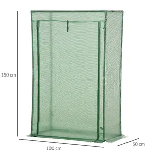 Outsunny 100 x 50 x 150cm Greenhouse w/ Zipper Roll-up Door Outdoor Green