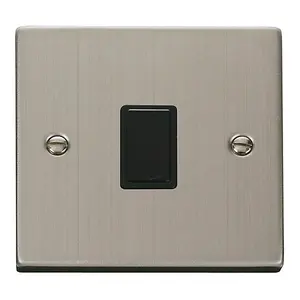 Stainless Steel 1 Gang 20A DP Switch - Black Trim - SE Home