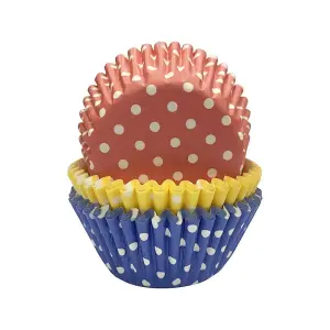 Anniversary House Polka Dot Muffin and Cupcake Cases (Pack of 75) Red/Yellow/Blue (One Size)