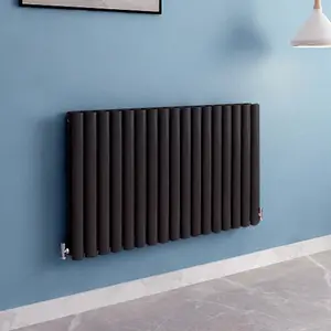 Nes Home 1020 X 600 mm Double Oval Tube Matte Black Radiator