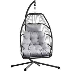 Miami Hanging Egg Chair With Cushion Black