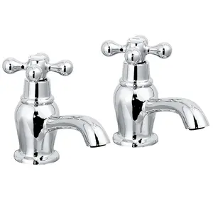 Cascade Penridge Traditional Bath Taps Pillar Chrome & Basin Tap & Waste