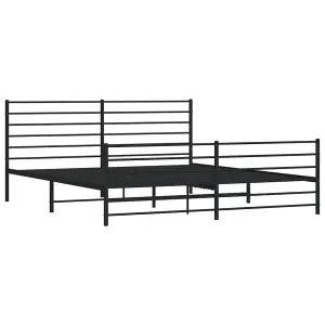 Berkfield Metal Bed Frame with Headboard and Footboard Black 200x200 cm