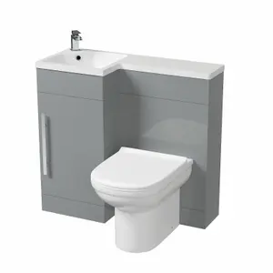 Nes Home Grey LH Basin Vanity Unit WC Back To Wall Toilet Manifold