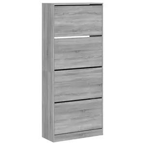 Shoe Cabinet with 4 Flip-Drawers Grey Sonoma 80x34x187.5 cm