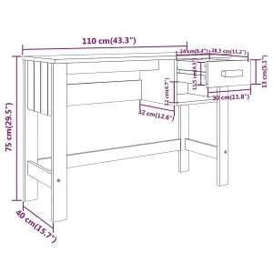 Berkfield Desk Dark Grey 110x40x75 cm Solid Wood Pine