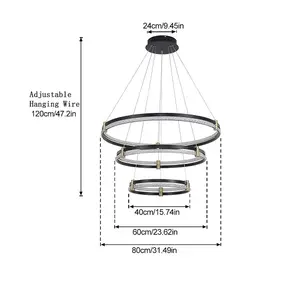 Garwarm 3-Ring  LED Dimmable Chandelier with Remote Control