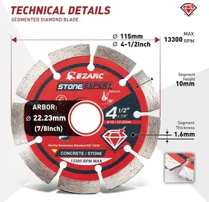 EZARC diamond blade disc 115mm for concrete bricks granite masonry, 2pack