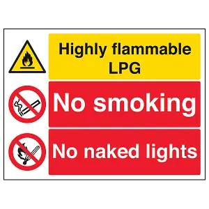 Flammable LPG No Smoking/Naked Lights - Rigid Plastic - 400x300mm (x3)