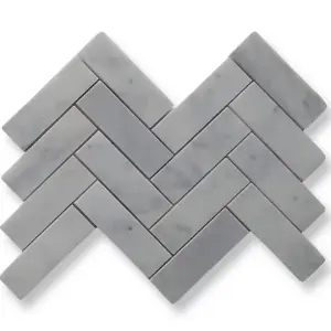 Carrara White Marble Herringbone Mosaic SAMPLE