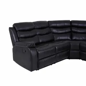 Milano Corner Recliner Sofa Black Leather