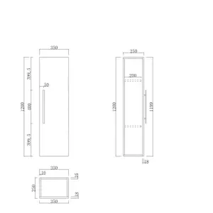 Rinse Bathrooms Designer 1200mm Wall Mounted Tall Unit Bathroom Storage Unit Tall Bathroom Storage Cabinet White