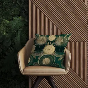 Green Moon and Sun Abstract Pattern Outdoor Cushion 60cm x 60cm