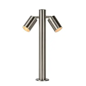 Lucide Arne-Led Modern Bollard Light Outdoor 6,3cm - LED - GU10 - 2x5W 2700K - IP44 - Satin Chrome