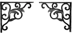 Pair of Medium Brown Victorian Cast Iron Wall Shelf Brackets Supports Heavy Duty