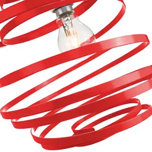 Contemporary Red Gloss Metal Double Ribbon Spiral Swirl Ceiling Light Pendant