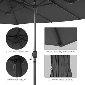 Costway  460 x 265cm Outdoor Double-Sided Parasol Patio Umbrella Market Twin Umbrella