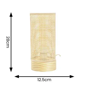 ValueLights Elsa Natural Bamboo Shade Wooden Table Lamp with LED Bulb