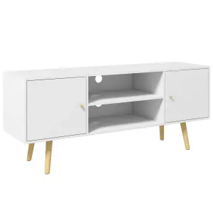 HOMCOM TV Unit Cabinet for TVs up to 55 Inches W/ Shelves and Cupboards, White