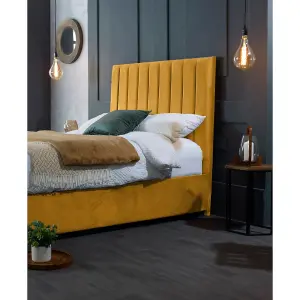 Redding Plush Velvet Mustard Bed Frame