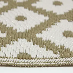 Homescapes May Geometric Olive Green Outdoor Rug, 120 x 180 cm