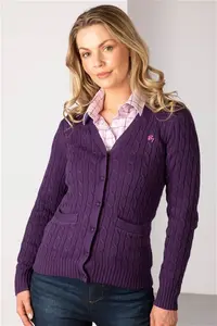 Rydale Ladies Cable Knit Cardigan With Pockets - Purple 8