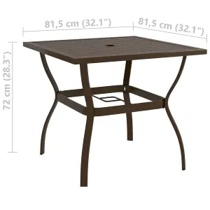 Berkfield Garden Table Brown 81.5x81.5x72 cm Steel