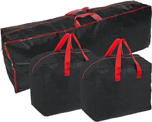 Ram BLACK 3 Pieces Large Christmas Tree Bag With 2 x Decorations Bag With Zip Waterproof Christmas Tree Storage Bags And Decorati