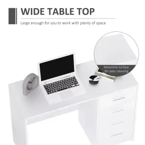 HOMCOM Computer Writing Desk with 4 Drawers, High Gloss Home Office Workstation