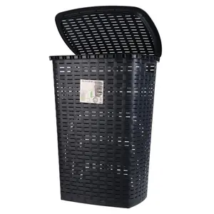 Plastic Laundry Hamper Black