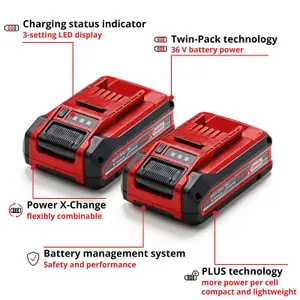 Einhell 2x 3.0Ah PLUS Battery Twinpack 18V PXC Batteries For All Power X-Change