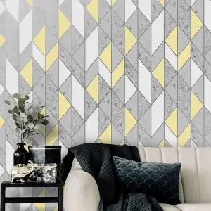 Superfresco Milan Yellow Geometric Smooth Wallpaper