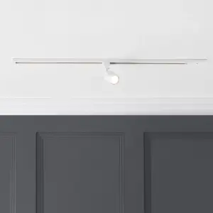 Litecraft Soho White 1 Head 1m Straight Kitchen Ceiling Light with LED Bulbs