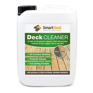 Smartseal Decking Cleaner, Fast Acting Deck Cleaner, Removes Moss, Lichen, Green Algae, Dirt and Black Spot, 5L