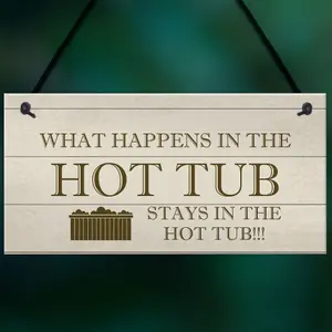 Shabby Chic Hot Tub Sign Funny Hot Tub Accessories Summerhouse Garden Plaque