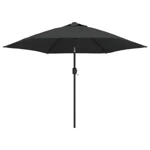 Berkfield Outdoor Parasol with LED Lights and Steel Pole 300cm Anthracite