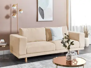 3 Seater Jumbo Cord Sofa Beige NIVALA